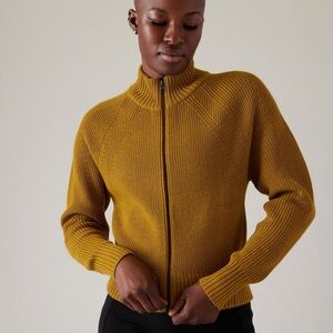 Athleta Gold Zip Sweater